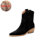 2022 Winter Classic Chelsea Boots for Woman Cow Suede Pointy toe Wedge Heel Ankle Boots Simple Comfortable Cowboy Boots Female