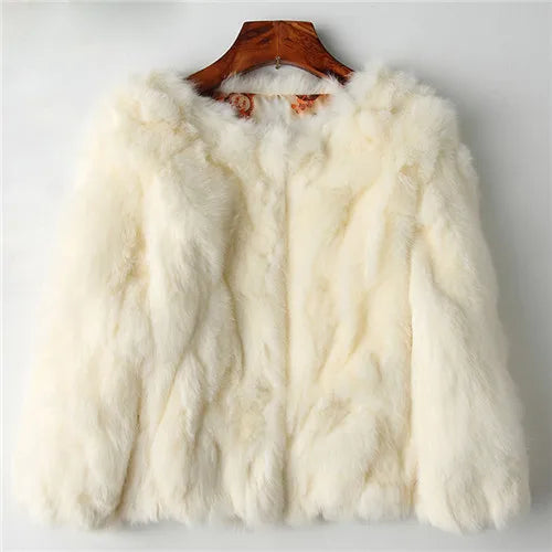 2022 Winter Women The Real Rabbit Fur Coat Natural Rex Rabbit Fur Coat The Fashion Super Thin Rabbit Fur Leather Fashion Jacket