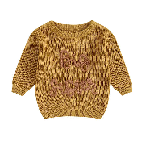 2023-08-18 Lioraitiin 18M-5Y Kids Girls Sweater Letter Embroidery Crew Neck Long Sleeve Pullovers Fall Toddler Clothes Tops