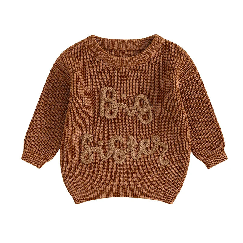 2023-08-18 Lioraitiin 18M-5Y Kids Girls Sweater Letter Embroidery Crew Neck Long Sleeve Pullovers Fall Toddler Clothes Tops