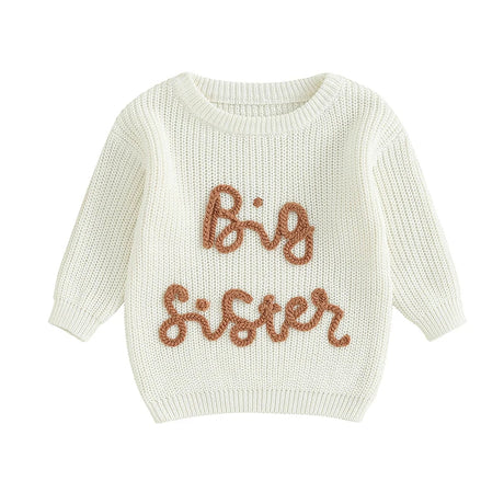 2023-08-18 Lioraitiin 18M-5Y Kids Girls Sweater Letter Embroidery Crew Neck Long Sleeve Pullovers Fall Toddler Clothes Tops