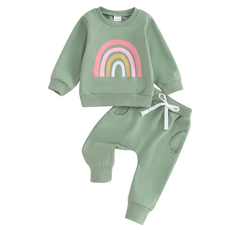 2023-09-04 Lioraitiin 3M-3Y Baby Girls Boys Clothes Oversize Sweater & Long Pants Infant Toddler Fall Winter Rainbow Outfits