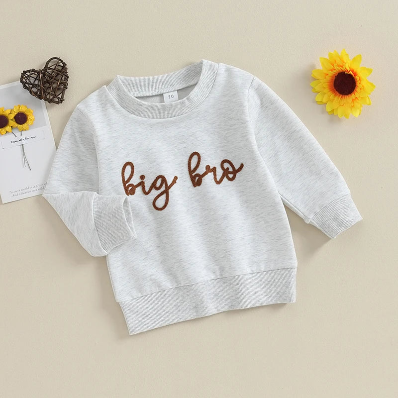 2023-09-09 Lioraitiin Toddler Baby Boy Long Sleeve Sweatshirt Crewneck Pullover Sweater Tops Bro Matching Outfit Baby Clothes