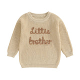 2023-09-18 Lioraitiin 0-18M Baby Boys Sweater Letter Embroidery Crew Neck Long Sleeve Pullovers Fall Toddler Clothes Tops