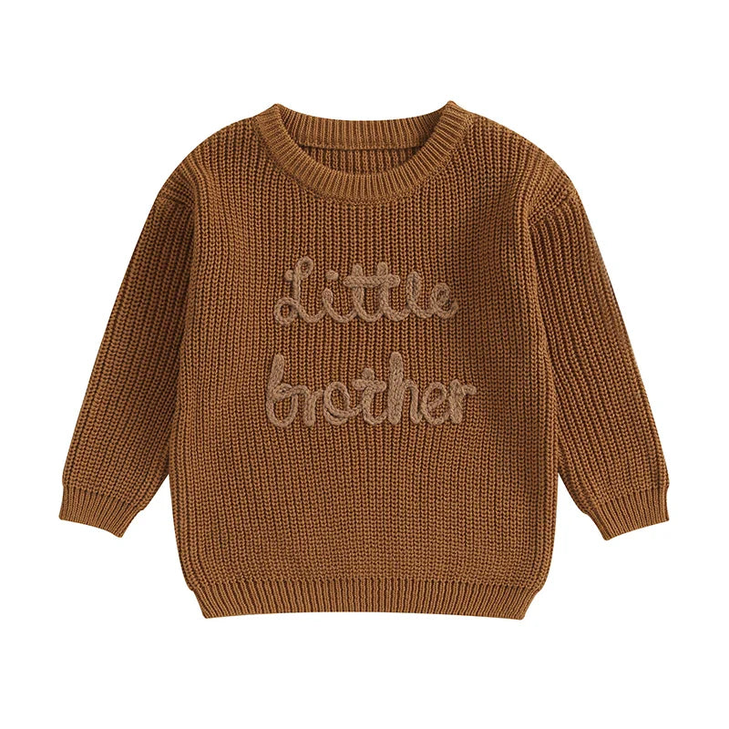 2023-09-18 Lioraitiin 0-18M Baby Boys Sweater Letter Embroidery Crew Neck Long Sleeve Pullovers Fall Toddler Clothes Tops