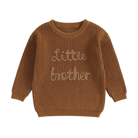 2023-09-18 Lioraitiin 0-18M Baby Boys Sweater Letter Embroidery Crew Neck Long Sleeve Pullovers Fall Toddler Clothes Tops