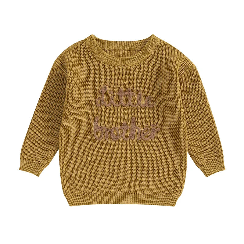 2023-09-18 Lioraitiin 0-18M Baby Boys Sweater Letter Embroidery Crew Neck Long Sleeve Pullovers Fall Toddler Clothes Tops