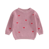 2023-10-12 Lioraitiin 0-18M Baby Girl Knit Sweater Love Heart Embroidery Sweatshirt Pullover Tops Infant Valentine's Day Clothes