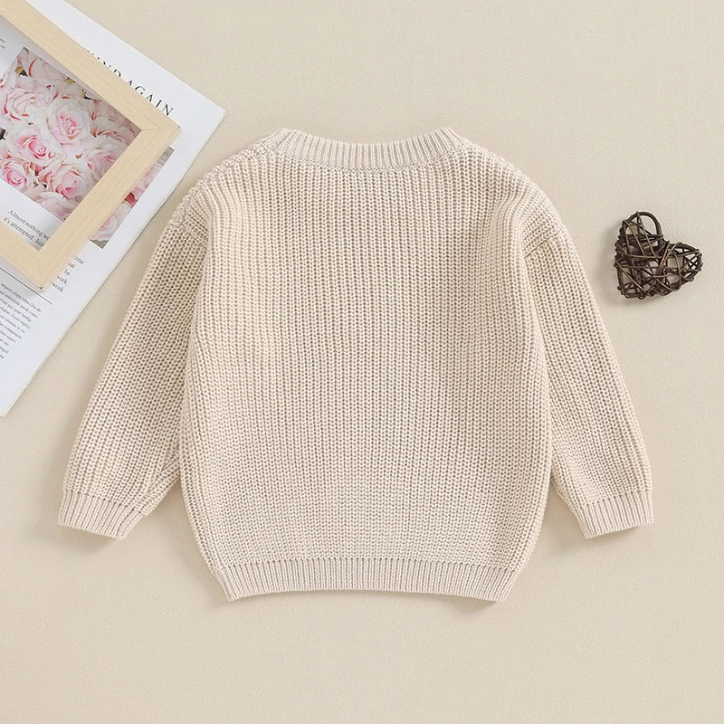 2023-10-12 Lioraitiin 0-18M Baby Girl Knit Sweater Love Heart Embroidery Sweatshirt Pullover Tops Infant Valentine's Day Clothes