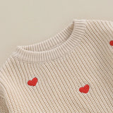 2023-10-12 Lioraitiin 0-18M Baby Girl Knit Sweater Love Heart Embroidery Sweatshirt Pullover Tops Infant Valentine's Day Clothes