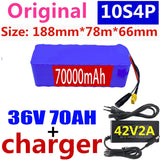 2023 100% Original 36V 10S4P 100Ah Battery Pack 1000W High Power Battery 42V 100000mAh Ebike Electric Bike BMS+42V2A Charger