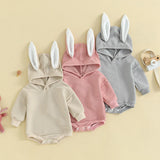 2023-12-05 Lioraitiin 0-18M Infant Baby Easter Hood Jumpsuit Letter&Bunny Print Long Sleeve 3D Bunny Ear Romper