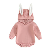 2023-12-05 Lioraitiin 0-18M Infant Baby Easter Hood Jumpsuit Letter&Bunny Print Long Sleeve 3D Bunny Ear Romper