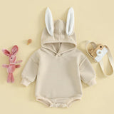 2023-12-05 Lioraitiin 0-18M Infant Baby Easter Hood Jumpsuit Letter&Bunny Print Long Sleeve 3D Bunny Ear Romper