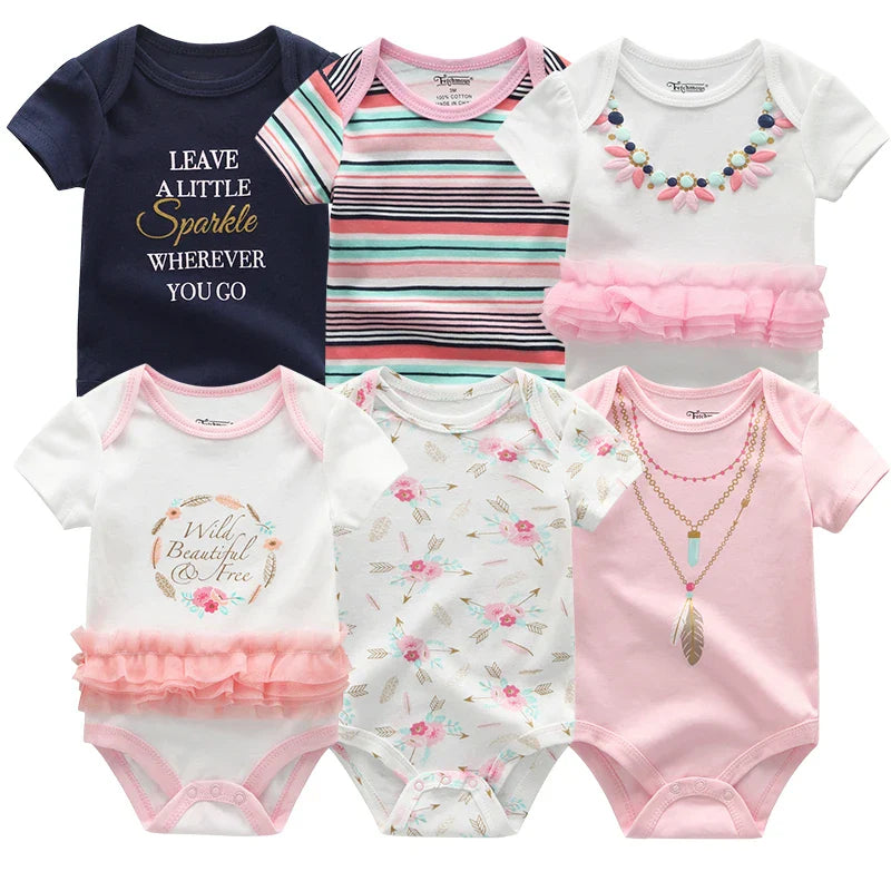 2023 6PCS/Set Unisex Newborn Baby Boy Clothes Unicorn Cotton Baby Girl Clothes Cartoon Girls Baby Clothing Jumpsuits Bodysuits