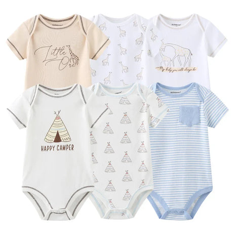 2023 6PCS/Set Unisex Newborn Baby Boy Clothes Unicorn Cotton Baby Girl Clothes Cartoon Girls Baby Clothing Jumpsuits Bodysuits