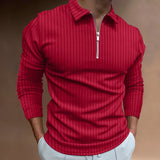 2023 Autumn And Winter Europe And The United States New Men's Casual Fit Striped POLO Shirt Fashion Long Sleeve Solid Color Polo