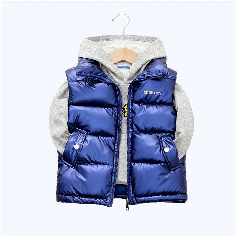 2023 Autumn Children Warm Thicken Vest Baby Cotton Waistcoat Kids Outerwear Coat Children Clothing Boys Girls Brand Jackets Vest