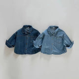 2023 Autumn New Baby Long Sleeve Denim Jacket Infant Boys Pocket Lapel Coat Children Casual Coat Vintage Baby Denim Tops Clothes