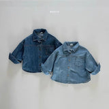 2023 Autumn New Baby Long Sleeve Denim Jacket Infant Boys Pocket Lapel Coat Children Casual Coat Vintage Baby Denim Tops Clothes