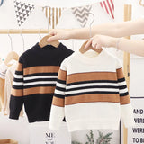 2023 Autumn Winter Girls Boys Sweater 2 Color Fashion Striped Knitted Bottoming Shirt For 2-6 Years Children Keep Warm Clothes