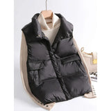 2023 Autumn Winter Ultra Light Thin Duck Down Jacket Women Quilted Short Warm Basic Vest Casual Pocket Waistcoat Female Coat