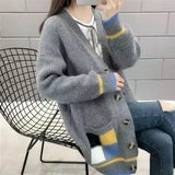 2023 Autumn and Winter Women's New Fashion Casual Mid Length Cardigan Sweater Korean Versatile Fashion Outwear Knitted Coat