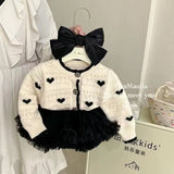 2023 Baby Girl Fashion Love Knitted Sweaters Cardigan Embroidery Girl Kids Spring Autumn Clothing Children Birthday Jackets