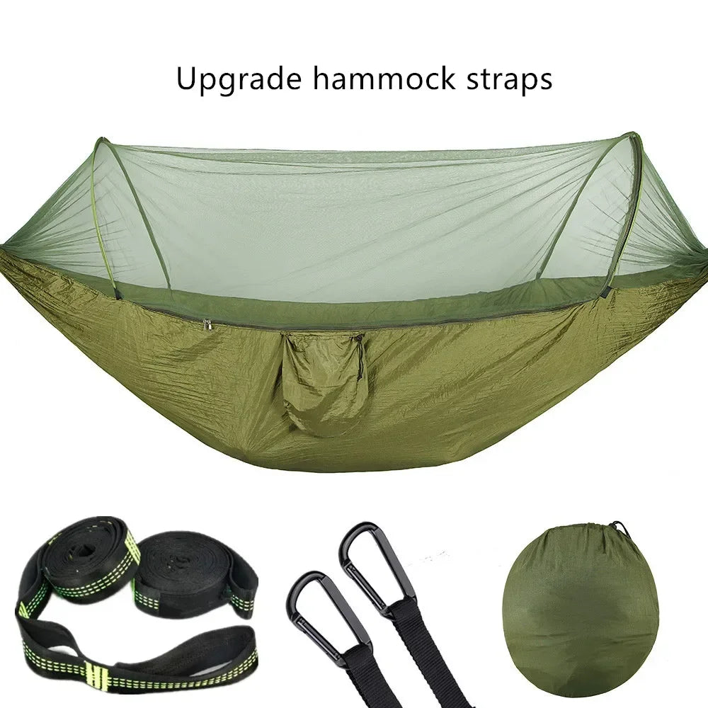 2023 Camping Hammock with Mosquito Net Pop-Up Light Portable Outdoor Parachute Hammocks Swing Sleeping Hammock Camping Stuff