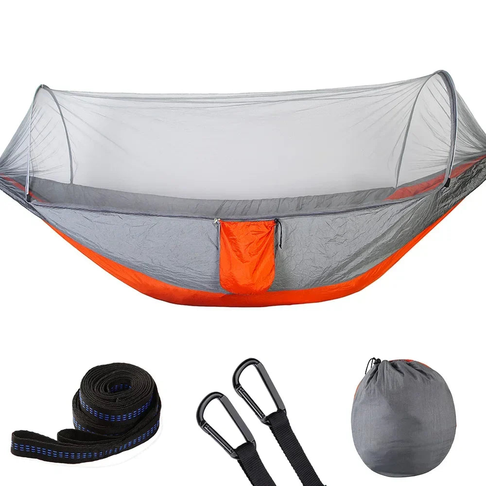 2023 Camping Hammock with Mosquito Net Pop-Up Light Portable Outdoor Parachute Hammocks Swing Sleeping Hammock Camping Stuff