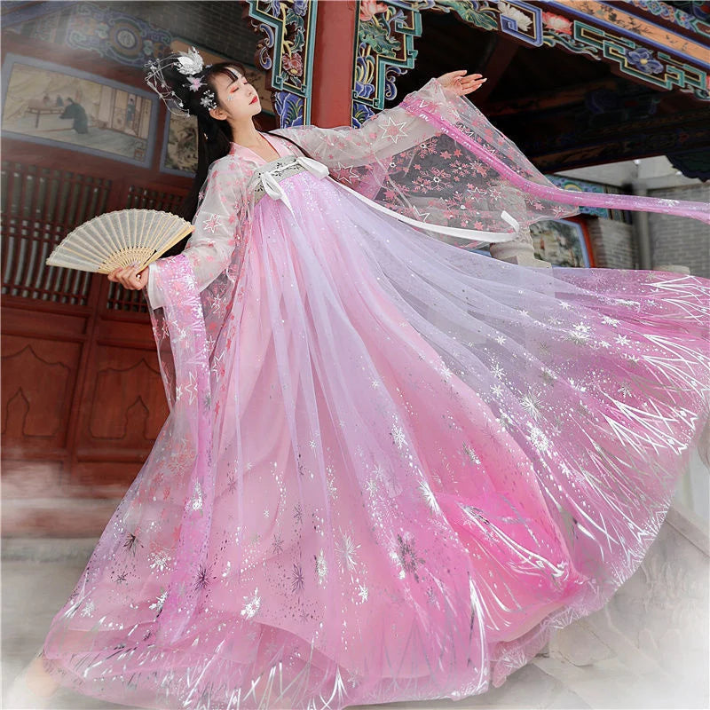 2023 Carol Star Sequins Gradient Shimmering Women Gown Set Traditional Chinese Dress Hanfu Prom Formal Birthday Christmas Gift