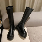 2023 Fashion Platform Women Combat Winter Heels Quality Long Thigh High Botas Zipper Knee High Boots for Girls Mujer 40