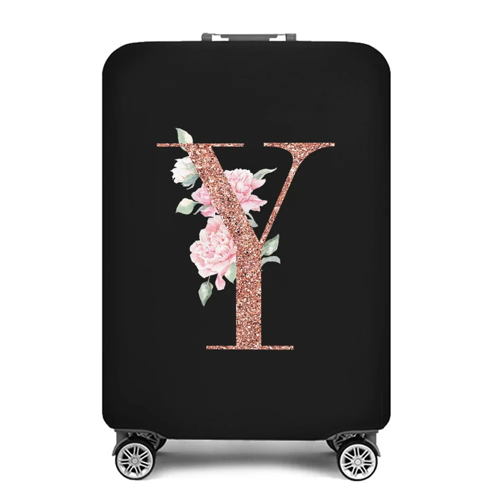 2023 Fashion Rose Gold 26 Letters Luggage Cover Protective Suitcase Case Trolley Travel Essentials Dust Covers for 18-32 Inch