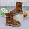 2023 Girls Boots Bow Kids Fashion Buckle Cool Solid Color Toddler Girls Shoes Children Casual Boots Versatile Spring New Simple