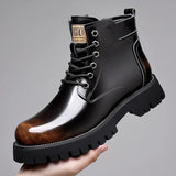 2023 Hot Sale Cowhide British Retro High Top Work Boots New Men‘s Boots High Top Boots Polished Leather Shoes Men Ankle Boots