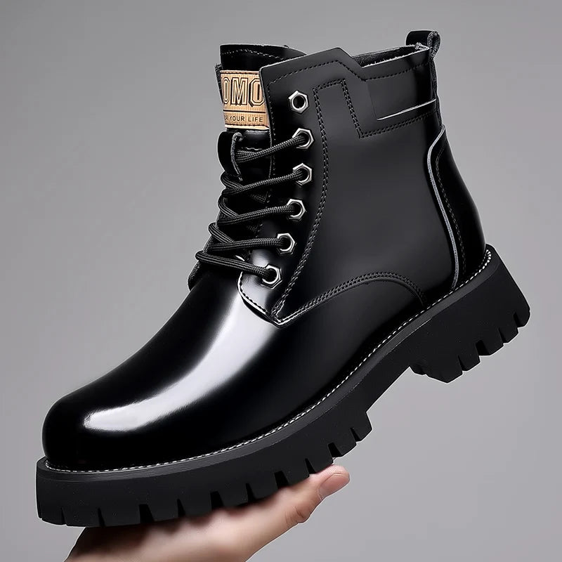 2023 Hot Sale Cowhide British Retro High Top Work Boots New Men‘s Boots High Top Boots Polished Leather Shoes Men Ankle Boots