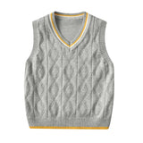 2023 Ins New Fashion Boys Sweater Vest Children Autumn Winter Vest Knit Sweater Plaid Boys Vest