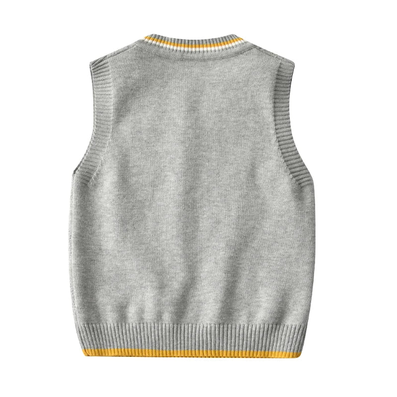 2023 Ins New Fashion Boys Sweater Vest Children Autumn Winter Vest Knit Sweater Plaid Boys Vest