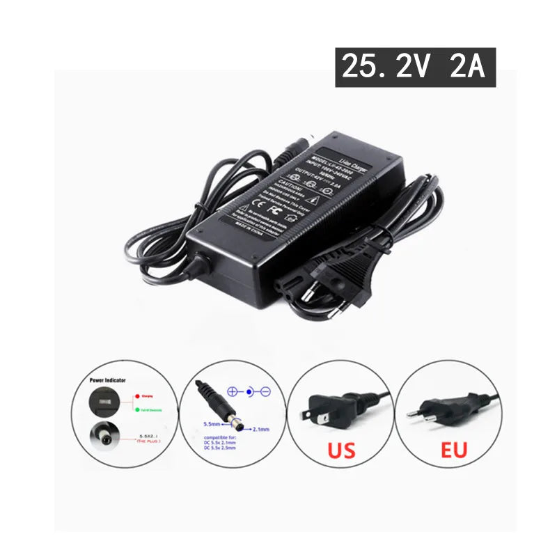 2023 New 24V 6Ah 25.2V 6S1P 18650 Li-Ion Battery Pack for Electric Motor Bicycle E-Bike Scooter Toys Drill with BMS