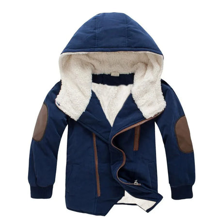 2023 New 4-14 Years Very Keep Warm Winter Boys Jacket Teenager Mid-Length Plus Velvet Thickening  Hooded Cotton Coat For Kids