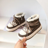 2023 New Autumn/Winter Children Boots For Boys Warm Plush Rubber Sole Toddler Kids Sneakers  Fashion Girls Boots 21-30