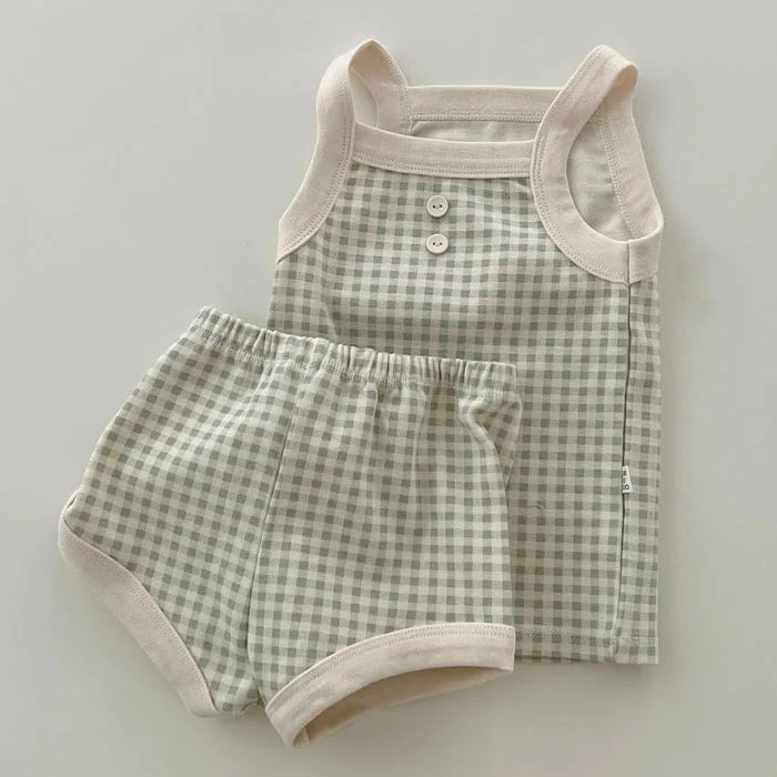 2023 New Baby Sleeveless Clothes Set Boy Girl Summer Thin Cotton Vest + Shorts 2pcs Suit Infant Outfits Toddler Breathable Set