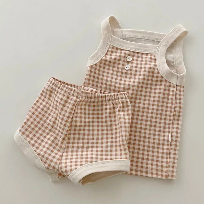 2023 New Baby Sleeveless Clothes Set Boy Girl Summer Thin Cotton Vest + Shorts 2pcs Suit Infant Outfits Toddler Breathable Set