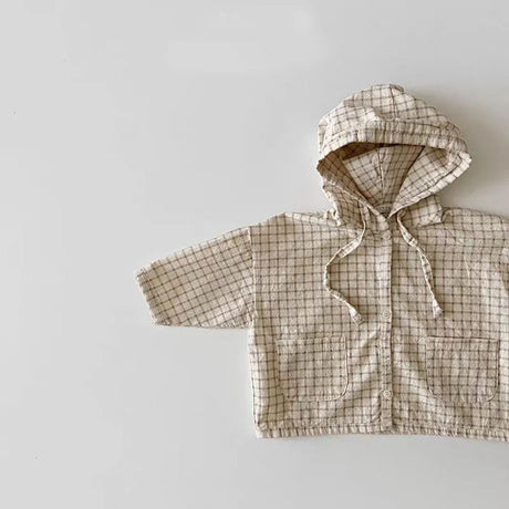 2023 New Baby Summer Sunscreen Jacket Infant Long Sleeve Plaid Coat Thin Cotton Children Casual Tops Boy Girl Hoodie Clothes