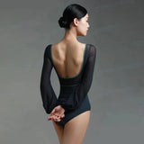 2023 New Ballet Dresses Adult Lantern Long Sleeve Leotard V neck Bodysuit women Dance wear Sexy Gymnastics for girl