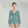 2023 New Ballet Dresses Adult Lantern Long Sleeve Leotard V neck Bodysuit women Dance wear Sexy Gymnastics for girl