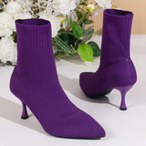 2023 New Fashion Women's Ankle Boots Pointed High Heels Thin High Heels Soft Shoes Overboots Purple Black Red Comfortable Shoes