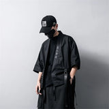 2023 New Japanese Traditional Black Kimono Cardigan Diablo Samurai Ninja Cosplay Suit Chinese Hanfu Style Coat Streetwear