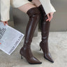 2023 New Ladies Leather Over The Knee Boots Fashion High Boots Women High Heels Sexy Pointed Toe Woman‘s Boot Botas Mujer