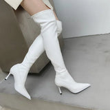 2023 New Ladies Leather Over The Knee Boots Fashion High Boots Women High Heels Sexy Pointed Toe Woman‘s Boot Botas Mujer